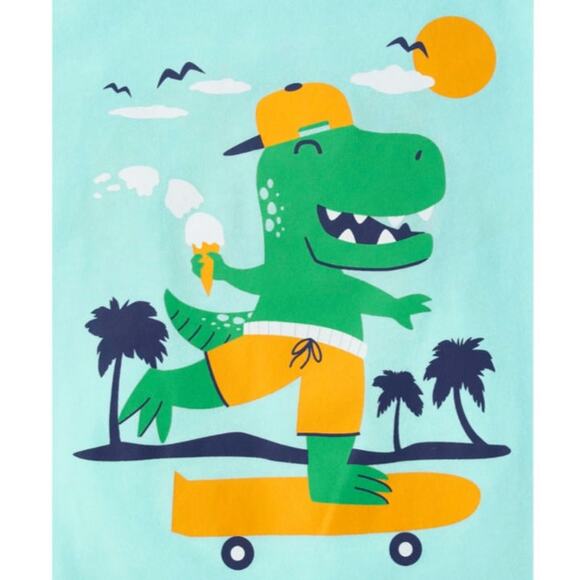 CHILDREN'S PLACE Blue Dinosaur Skateboard Short Sleeve T-Shirt NEW Boys Size 3T - Picture 3 of 5